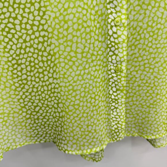 Lane Bryant Size 18 / 20 Sheer Green & White Long Sleeve Button Down Blouse Top - Picture 4 of 10